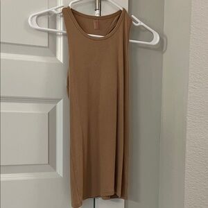 Commando Luxury Rib Knit Racerback Tank in Camel